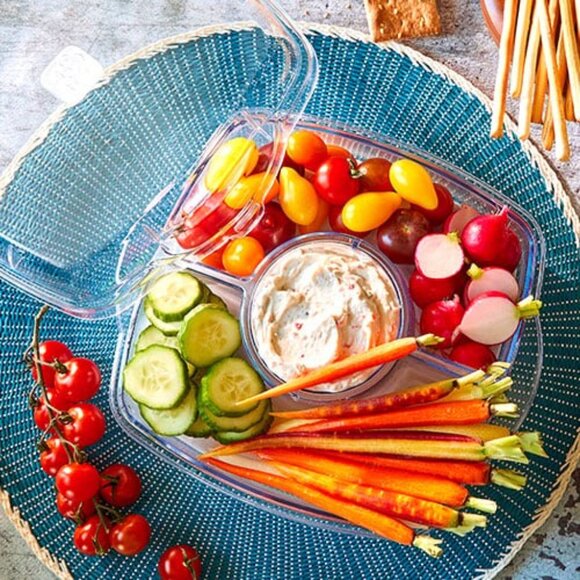 Pampered Chef Small Square Cool and Serve with 4 Section Tray Charcuterie Picnic - Picture 12 of 16